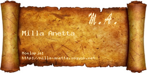 Milla Anetta névjegykártya